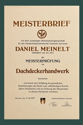 Meisterbrief Dachdeckerhandwerk